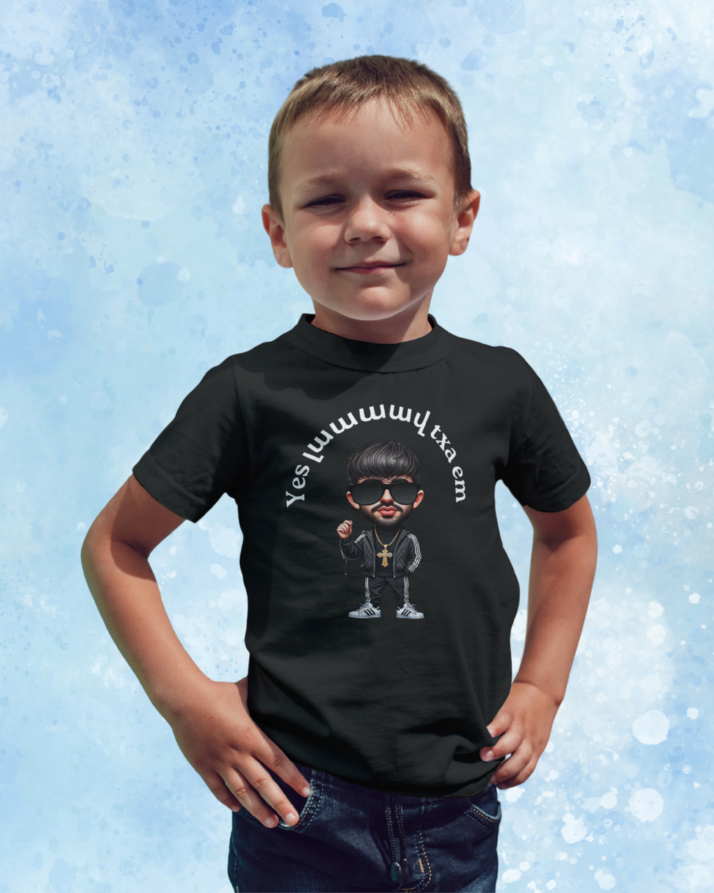 T-shirt enfant "Yes lav txa em" (Je suis un bon garçon)  Description SEO :